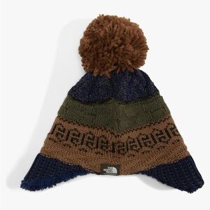 The North Face Baby Pom-Pom Fleece Lined Beanie - Brown, Blue & Green